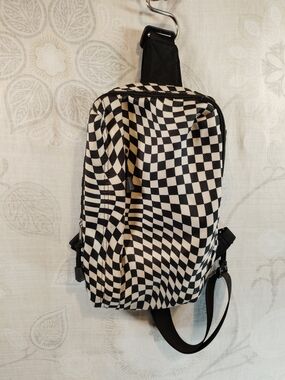 wild fable Black and White Checkered Sling Backpack